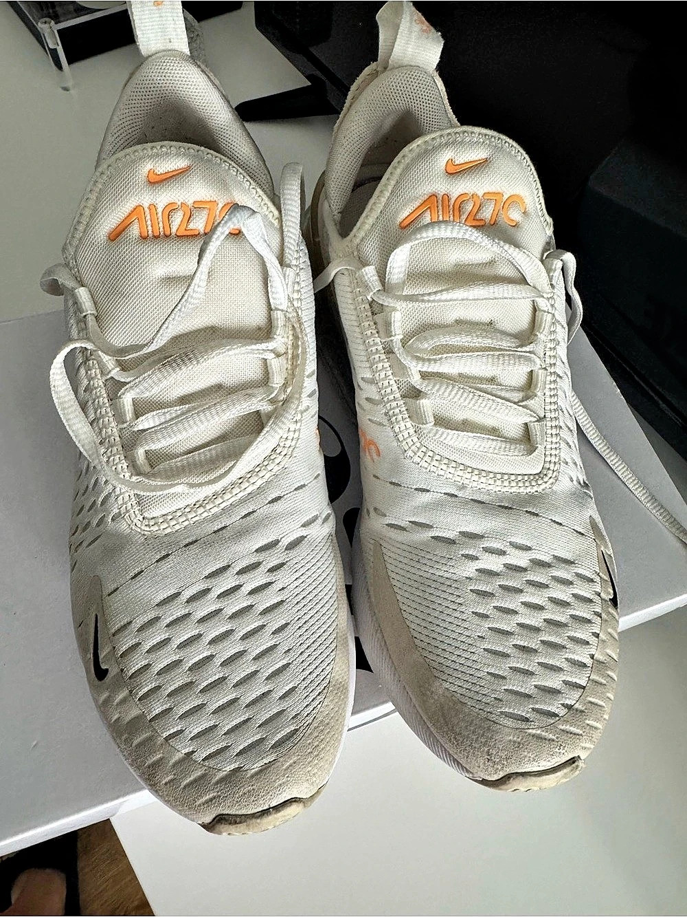 Nike Air Max 270 White Black Total Orange Sneakers